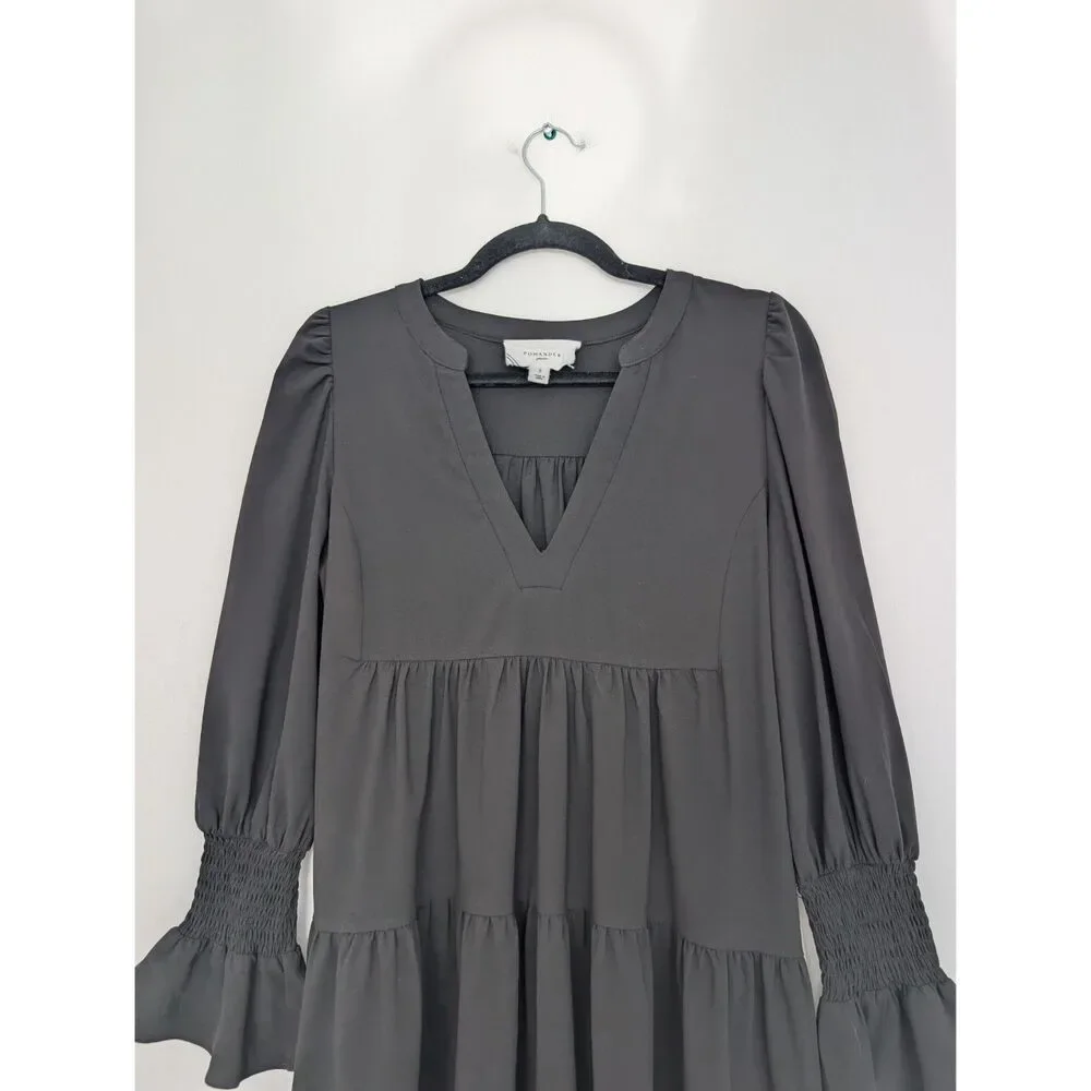 Tuckernuck Pomander Place Crepe Kenzo Mini Dress Long Sleeve Tiered Sz S - Picture 10 of 16